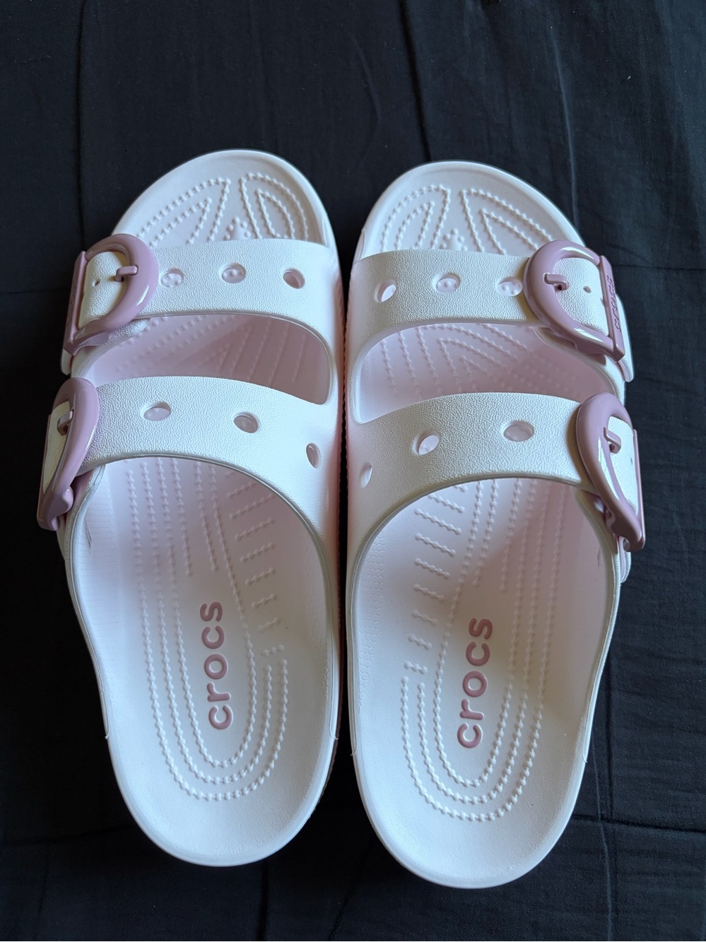 Crocs  Pink Dual-Buckle Slide Sandals